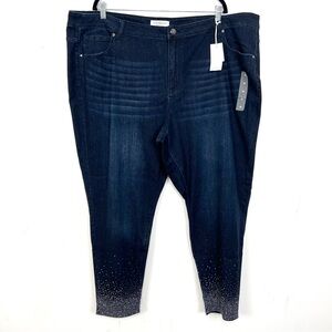 NWT Lane Bryant Dark Wash Embellished Skinny Jeans Plus Size 28